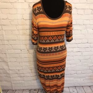 Geometric/Striped Knit Shift Dress